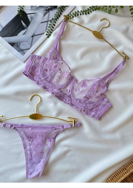 Lila Transparan Sütyen Takımı fırsatları