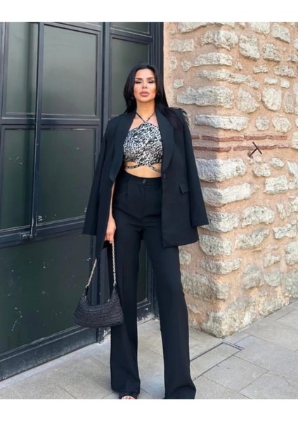 Kadın Tek Düğmeli Ceket Palazzo Pantolon Takım fiyatları