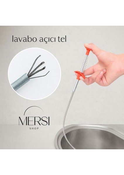 61 cm Plastik Kaplamalı Paslanmaz Çelik Lavabo Açıcı Tel — Tıkanıklık Giderme Temizleme Aparatı