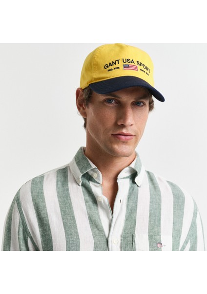 Erkek Yeşil Regular Fit Düğmeli Yaka Çizgili Gömlek