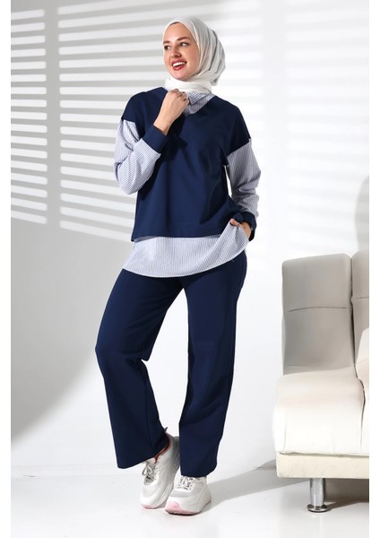 Kadın Mevsimlik Alt ve Üst Rahat Lacivert Spor Tesettür Takım fiyatları