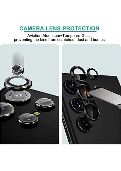 S23 Için Kamera Lens Metal Siyah Renk Temperli Cam Çizilmez Bağımsız Kamera modelleri