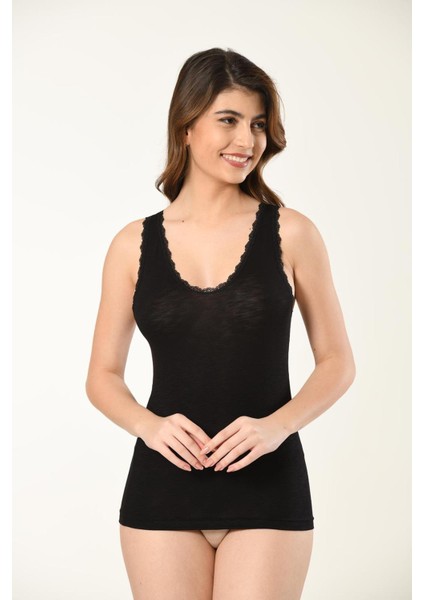 Kadın Filamlı Dantelli Kalın Askılı Atlet – Nefes Alan Özel Doku fiyatları