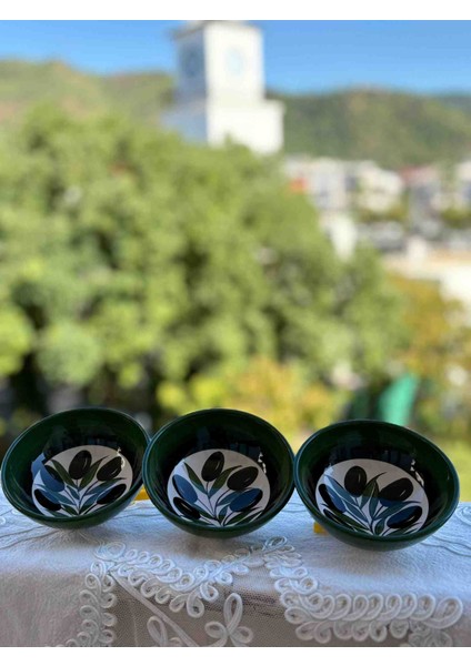 El Yapımı 3'lu 13 cm Seramik Çerezlik Sosluk Reçellik Kase fırsatları