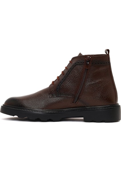 Erkek Kahverengi Fermuarlı Deri Casual Bot 25WFD6717FT fiyatları