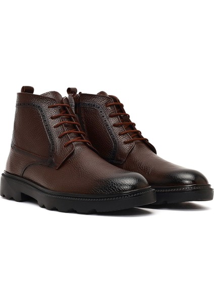 Erkek Kahverengi Fermuarlı Deri Casual Bot 25WFD6717FT fırsatları