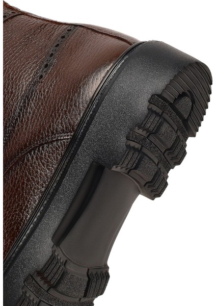 Erkek Kahverengi Fermuarlı Deri Casual Bot 25WFD6717FT