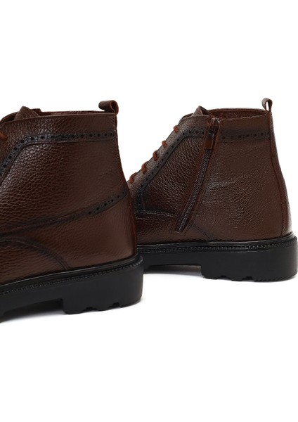 Erkek Kahverengi Fermuarlı Deri Casual Bot 25WFD6717FT