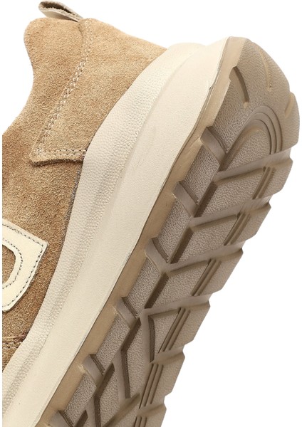 Kadın Bej Bağcıklı Kalın Tabanlı Süet Deri Sneaker 25AFD221110