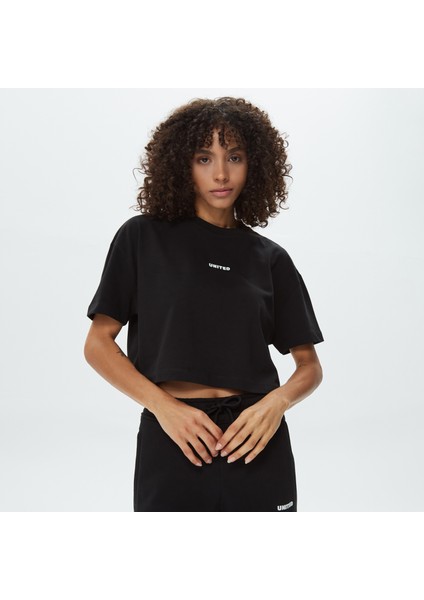 Unıted4 Classic Kadın Siyah Crop T-Shirt