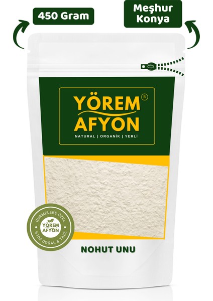 Yörem Afyon Meşhur Konya Yöresinden Taş Değirmende Öğütülmüş Glütensiz Çiğ Nohut Unu (Cicer Arietinum) | 450GR.