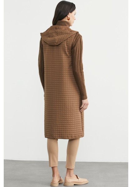 Kapüşonlu Astarsız Tunik Boy Yelek - Vizon indirimleri