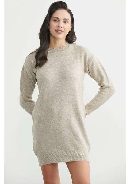 Bisiklet Yaka Basic Tunik Triko Kazak - Bej fiyatları