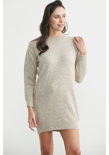 Bisiklet Yaka Basic Tunik Triko Kazak - Bej fırsatları