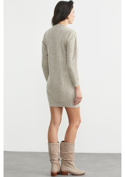 Bisiklet Yaka Basic Tunik Triko Kazak - Bej indirimleri