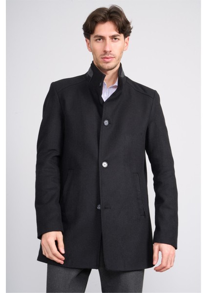 Çetinkaya Mentality 7850 Erkek Dik Yaka Regular Kaşe Kaban Siyah fiyatları