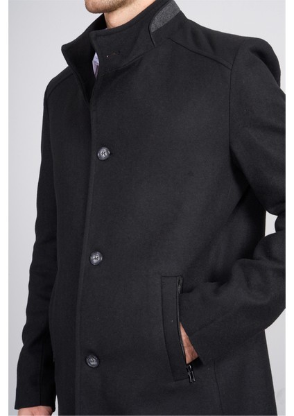 Çetinkaya Mentality 7850 Erkek Dik Yaka Regular Kaşe Kaban Siyah fırsatları