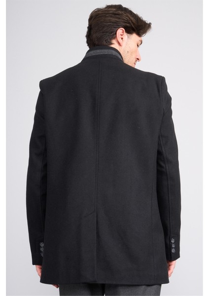 Çetinkaya Mentality 7850 Erkek Dik Yaka Regular Kaşe Kaban Siyah indirimleri