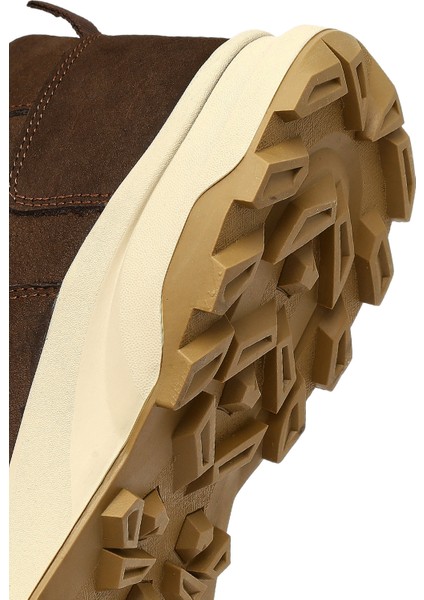 Erkek Kahverengi Bağcıklı Kalın Tabanlı Nubuk Deri Casual Sneaker 25WFD6759V3