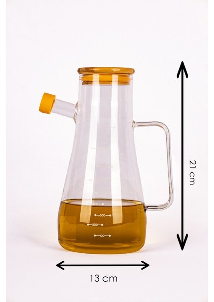 Bambu Kapaklı Borosilikat Cam Yağlık Sirkelik 1000 ml - 900 ml