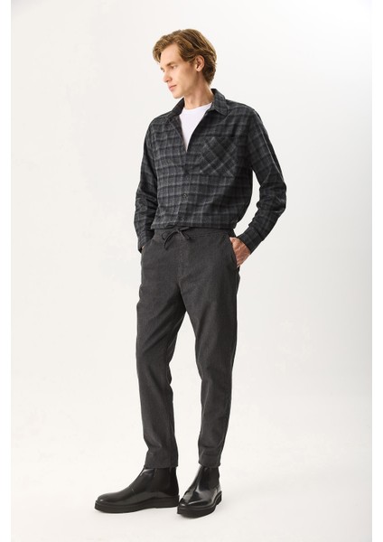 Erkek Alfred Beli Lastikli Yumuşak Dokulu Pantolon - Antrasit modelleri