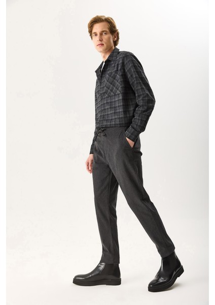 Erkek Alfred Beli Lastikli Yumuşak Dokulu Pantolon - Antrasit fırsatları