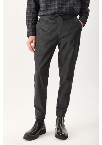 Erkek Alfred Beli Lastikli Yumuşak Dokulu Pantolon - Antrasit indirimleri