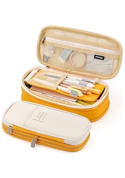 Büyük Kapasiteli Okul Kalem Kutusu Kırtasiye Fermuarlı Cebi Ofis Depolama Çok Katmanlı Depolama Cebi indirimleri