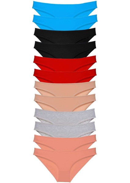 12 Adet Eko Set Likralı Kadın Slip Külot Çok Renkli 1