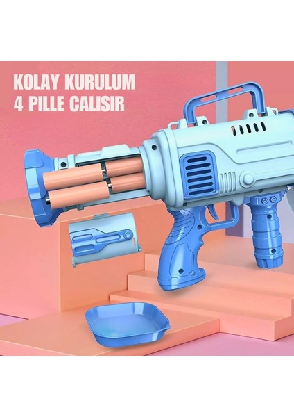 Köpük Tabancası Pilli Otomatik Roket Atar 32 Delikli Baloncuk Tabancası Bazuka Bubble Gun fırsatları