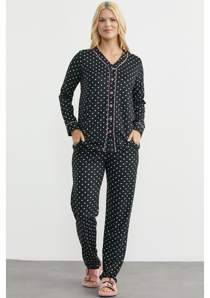 Biyeli Gömlek Model Pijama Takım - Siyah fiyatları