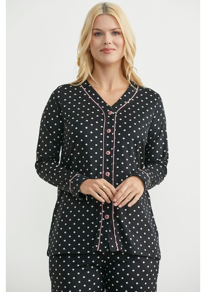 Biyeli Gömlek Model Pijama Takım - Siyah modelleri