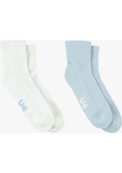 Unıted4 Street Essentials Mid-Crew Unisex Mavi/beyaz 2'li Çorap