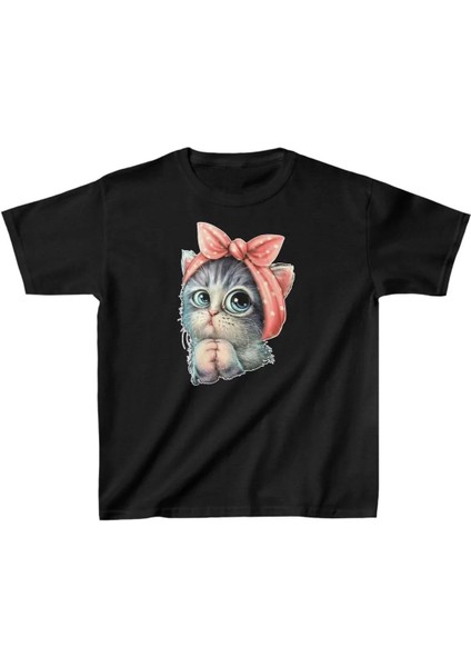 Çocuk Unisex Baskılı T-Shirt - Siyah