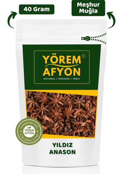 Yörem Afyon Gurme Tariflerin Yıldızı Doğal Yıldız Anason (Illicium Verum) | 40GR.