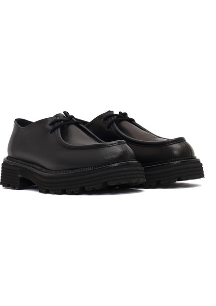 Kadın Siyah Bağcıklı Kalın Tabanlı Maskülen Ayakkabı 25WFD185118 modelleri