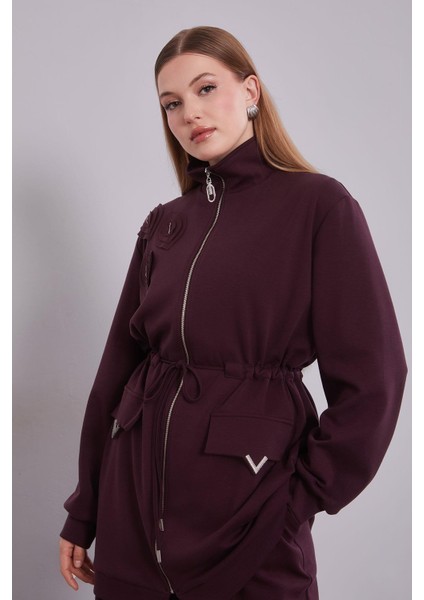 Bordo Cep Aksesuar Detaylı İkili Takım fırsatları