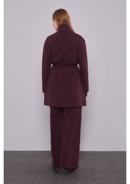 Bordo Cep Aksesuar Detaylı İkili Takım