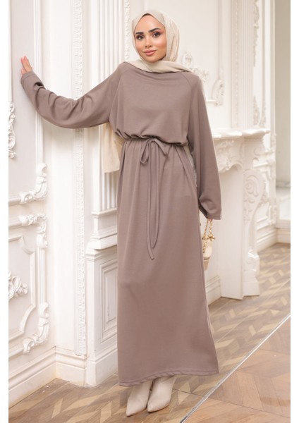 Vizon Bisiklet Yaka Bel Kuşaklı Elbise modelleri