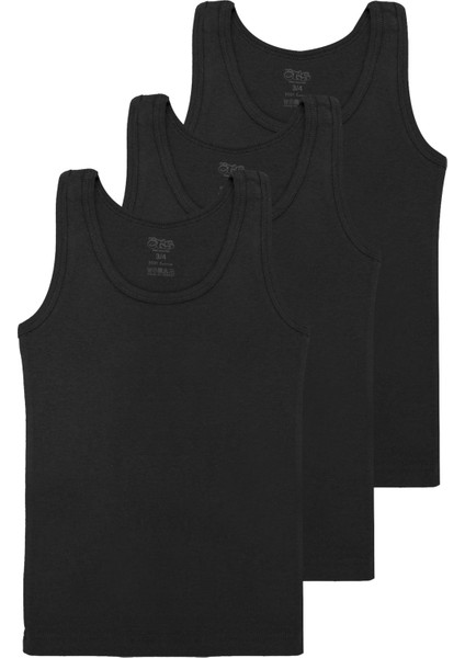 Erkek Çocuk Atlet 3'lü Ribana (%100 Pamuk)