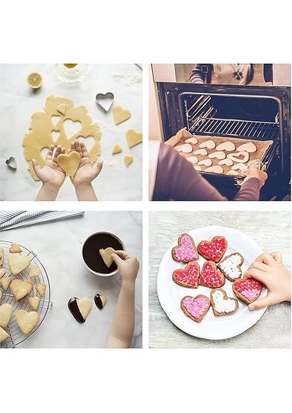 Home 3'lü Metal Kurabiye Kalıbı, Paslanmaz Hamur Şekillendirici, Kalp Şekilli Kalıp Özel Günler ve Partiler Için indirimleri