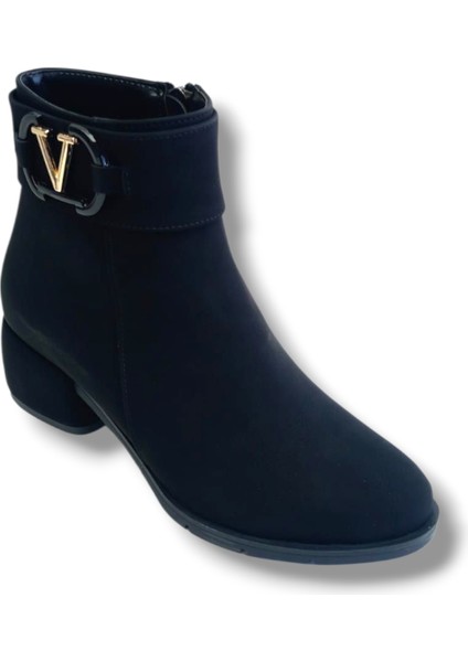 550-26 Yağlı Deri Anatomik V Toka Kalın Topuk Kadın Bot