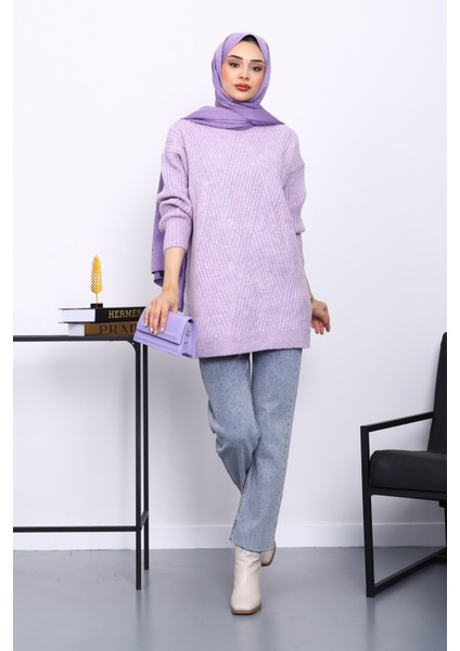 Lila Bisiklet Yaka Triko Kazak fiyatları