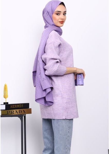 Lila Bisiklet Yaka Triko Kazak fırsatları