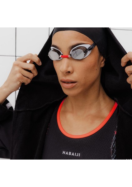 Yüzücü Gözlüğü Seti - İsveç Tipi - Standart Beden - Siyah/Kırmızı - Aynalı Cam fiyatları