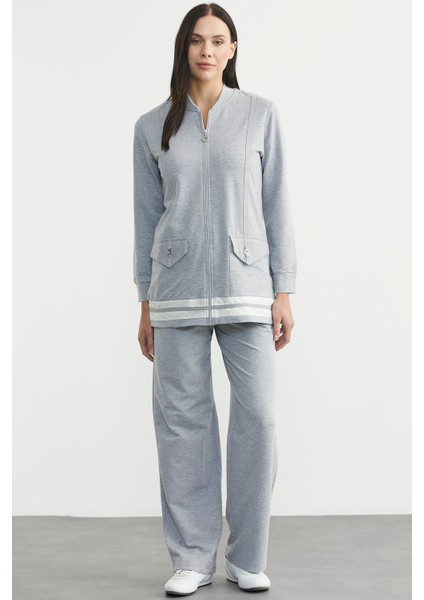 Tam Fermuarlı Tunik Eşofman Takım - Gri fiyatları