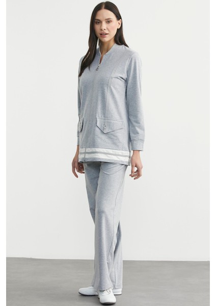 Tam Fermuarlı Tunik Eşofman Takım - Gri modelleri