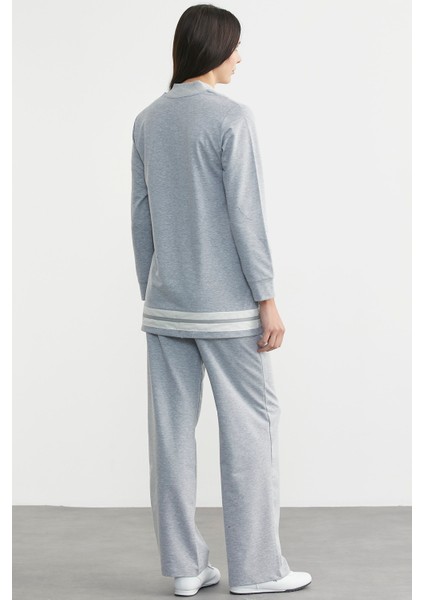 Tam Fermuarlı Tunik Eşofman Takım - Gri indirimleri