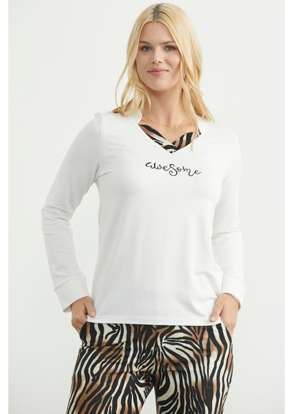 Leopar Kombinli Pijama Takım - Ekru modelleri