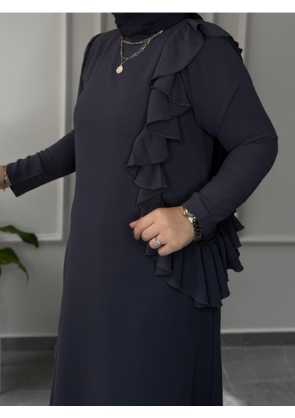 Marka Büyük Beden Tesettür Model Ilayda Double Krep Abiye Elbise 2.750,00 Tl modelleri